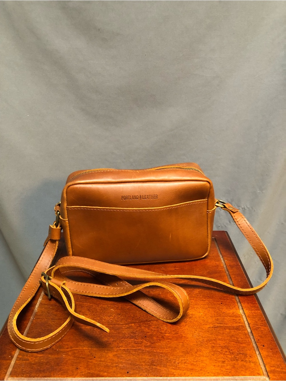 Portland Leather Cognac Brown Leather Messenger Crossbody